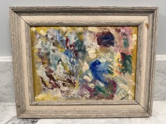 Vintage Original Abstract Oil Painting On Canvas Framed Mystery Artist 16”