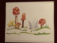 Elf Watercolor Print-In the Mushroom Garden – 8 1/2″ x 11″ Print