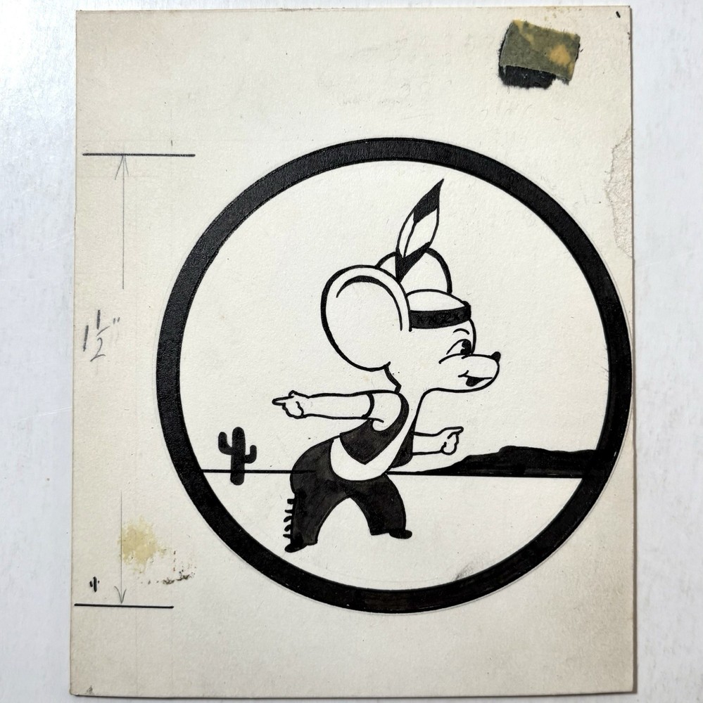 Vintage 1950s Native American Mouse Original Concept Art Hand Drawn Illustration