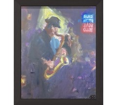 PDQ Artist Original Painting Jazz Sax Impressionistic Art Acrylics 10×8 Canvas