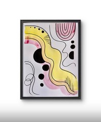 Original Pink Yellow Palette Painting by Alannah Dyer- Art 9×12 in. Modern Trend