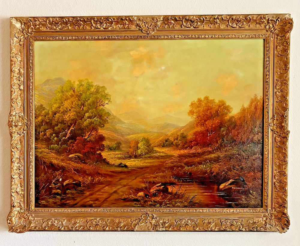 Paul Wesley Original Oil Painting Sunlit Valley Signed Framed Landscape 36×28