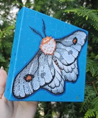 Original Art Moth & Cat Crystal Gift Bundle| Acrylic Canvas| Hand Stamped Art