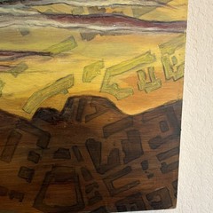 Barbara Tennant Original Abstract Landscape Painting Mixed Media Wood Panel Sign