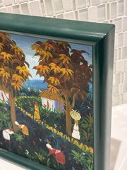 Vibrant Haitian Village Original Signed Painting, Cultural Fine Art Decor Gifts