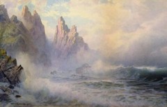 Oil Painting repro William Trost Richards The Stacks, Guernsey, England