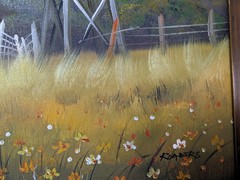 vintage Nostalgic Rural Americana Oil On Canvas 24x 36″ Framed 30×42″ Signed