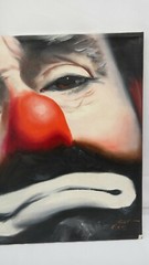 Clown Painting Rusty Rust EMMETT KELLY Oil Canvas 1982 1/250 24″ x 20″ Relaxing