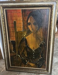 Vintage Large oil painting signed Malloch 43” x 31” framed