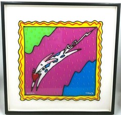 Original Artwork Spotted Dog & Heart on Acrylic Signed & Framed California 10″