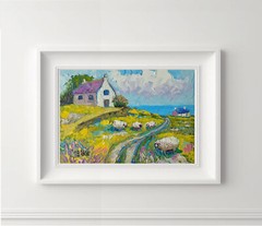 Irish Cottage Landscape Original Oil Painting 8×6″ Small Countryside Art