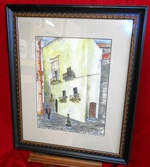 Framed Watercolor Painting – European Street Scene – Zion Yakar