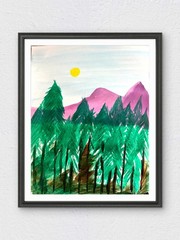 RiverRunArt Original Abstract 11×14 Mountain Landscape Wall Art Acrylic Paper