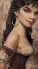 Willi Depre, Deceased German Artist, Art Of Gypsi Girl. Oil On Canvas. 44″X32″