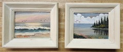 Vintage Pair of Original Folk Art Oil on Board Landscapes Signed Framed Too Cute