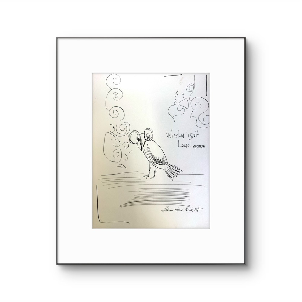 Whimsical Bird 9″x12″Original Paper Ink Encouragement Home Decor Art