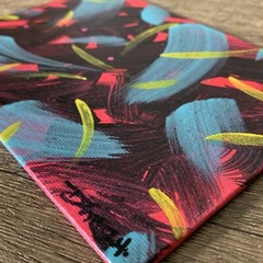 Original 5″ X 7″ Abstract Acrylic Painting On Canvas Panel With Easel
