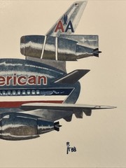 Vintage American Airplane by Hurley Signed & Matted 1988 Art Print