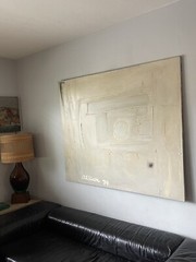 LARGE VINTAGE MODERN ABSTRACT EXPRESSIONIST OIL PAINTING OLD MODERNISM 1974