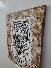 White Tiger Acrylic Original 3D Painting Unframed 11×14 Stretched Canvas