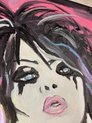 9” X 12”, Punk Gurl, Pink And Black, Acrylic/Canvas, Original,Signed, COA