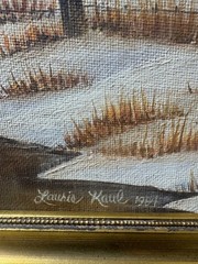 Laurie Kaul 1984 „Turkey In Winter Landscape Scene“ Oil Painting – Signed/Framed