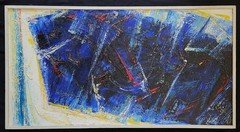 MCM Painting, Oil on Canvas, Unsigned, Abstract, Space Window, c1970s, FL, 38″w