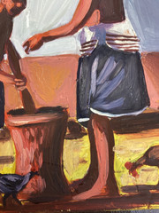 South Africa art Grand Maghandlela African Rural life Boys Children doing chores