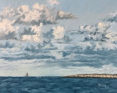 “Boat Towards Shore” 16 in x 20 in Original Landscape Oil Painting