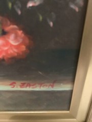 VTG S.EASTON OIL PAINTING ON CANVAS STILL LIFE 21 1/2″ x 17.25″for 16″ x 12″