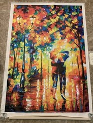 Title: „Leonid Afremov COUPLE UNDER ONE UMBRELLA“ : 72″ x 48 Limited Edition ￼