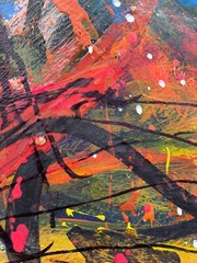 Modern Painting Art Picture Abstract Composition Danish Midcentury 34.5x28cm
