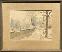 René Leverd Paris Seine Watercolor Signed Listed French Artist Antique