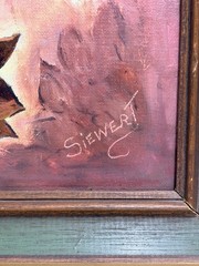 Antique Oil Painting On Board Pink Roses Signed Framed Wall Art Still Life 15X12