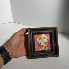 Vintage Small White Cross Art Painting Pink with Flowers Yellow Sun Signed