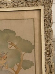 Maude Eggemeyer Water Color ~ Signed Colonial Courting Scene Framed RARE FIND🦄