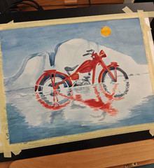 Original Motorcycle Watercolor Painting | OOAK „The Iceberg“ Signed 8.5”x11”