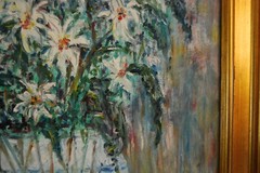 FRAMED SIGNED ORIGINAL OIL DAISIES DAISY FLOWERS A STILL LIFE ARTIST HECTO VIDAL