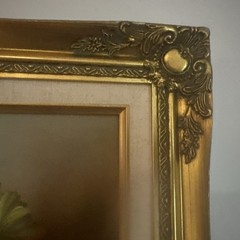 Still Life Oil Painting Ornate Good Frame Fruit Basket Glass Artist Signature
