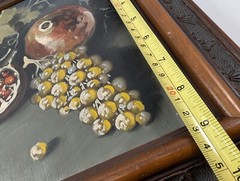 Original Art Oil painting Still life Pomegranates and Grapes on Canvas. Framed.