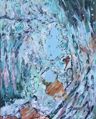 BEACH Ocean Wave Surfer Original Art PAINTING DAN BYL Contemporary Modern 5 feet