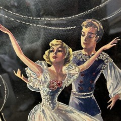 Vintage 1950 Textured Painted Print ? Ballet Dancers Metal Filgree Simone