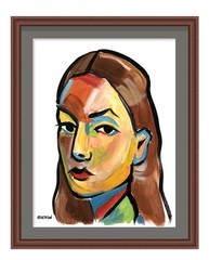 Atherton 9×12 Original Portrait Acrylic Painting „Abstract Girl 5“ hand signed