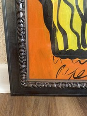 Peter Robert Keil Painting 24×20 Framed Glass Abstract Woman Portrait 70s