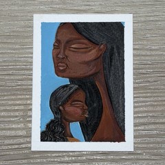 ACEO original painting ACRYLIC 2.5”x3.5” “MAMA II”