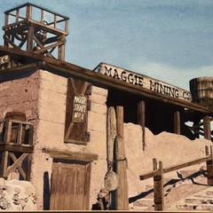 MINE PAINTING MINING AMERICAN REGIONALISM GHOST TOWN REALISTIC LISTED FAMOUS