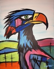 Colorful Eagle Geometric Abstract Acrylic Original Art 14×11 Canvas