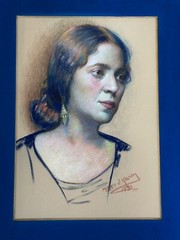 MORRIS J KALLEM JEWISH NEW YORK ARTIST ORIGINAL PAINTING PASTEL 1930 EXCELLENT