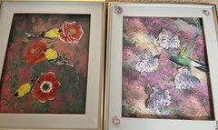 Set Of 2 Watercolor Floral 🌺💐Bird 🕊️Print Collages 12 1/2 X 10 1/2 Framed