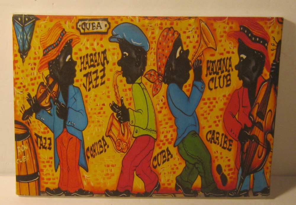 Small Oil on Canvas Painting by RON CUBA featuring Black Jazz Musicians